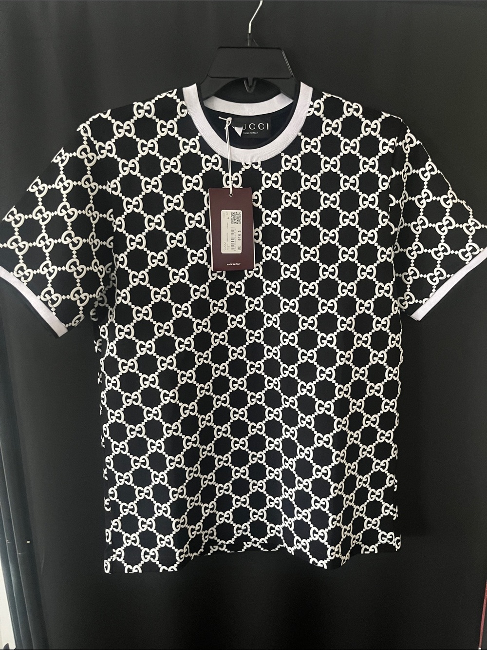 Gucci Black & White Monogram Short Sleeve Tee